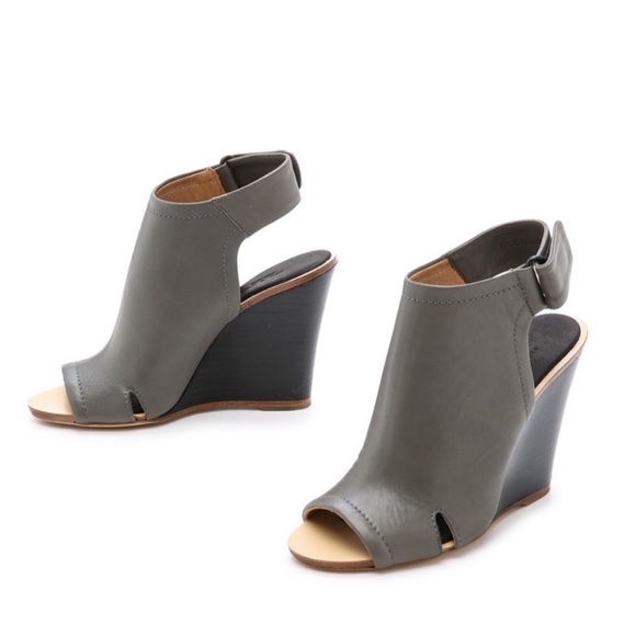 rag & bone Wembley Leather Wedges in Taupe - Picture 1 of 9